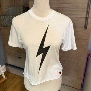 Aviator Nation BOLT BOYFRIEND TEE - WHITE
